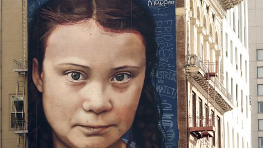 Wandporträt von Greta Thunberg in den USA. Bild: Keystone