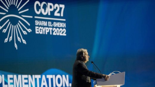 Kooperieren oder untergehen: Uno-Generalsekretär Antonio Guterres an der COP27 in Sharm El-Sheikh. Bild: Keystone