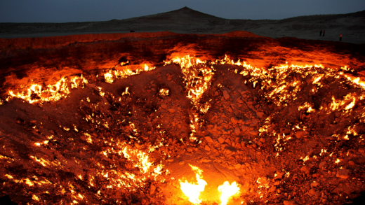 Brennender Krater in Derweze, Turkmenistan