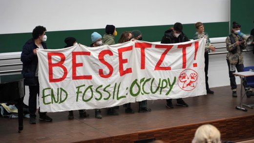 Klimaneutrale Universität bis 2030: Aktivisten bei einer Besetzung in Leipzig. Bild: Keystone